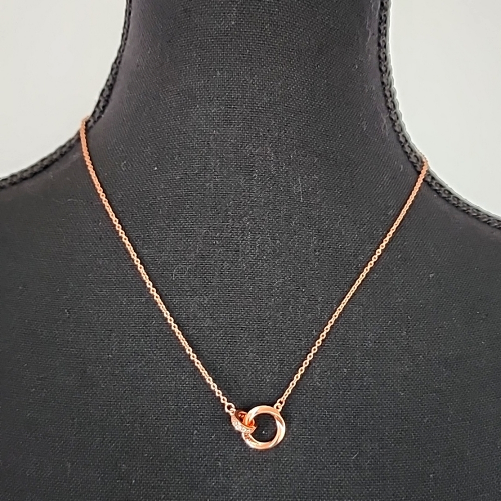925 Sterling Silver Cubic Zirconia Geometric rose gold necklace